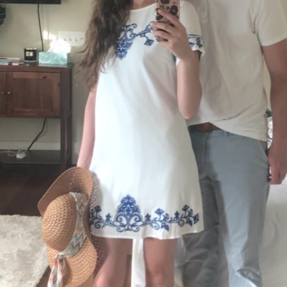 LuLus White and Blue Dress